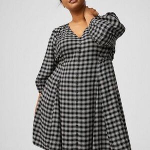 Plaid Black and White Women's Dress